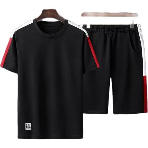 Men Tracksuit Set T Shirt Summer Two Pieces Sporting Track Suit Male Sets Printed Tee Tops Shorts Set Mens Track Suit
