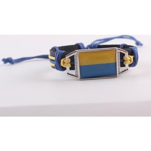 National Flag Leather Bracelet Ukraine Bosnia and Herzegovina EU Sweden Uruguay For Women Men
