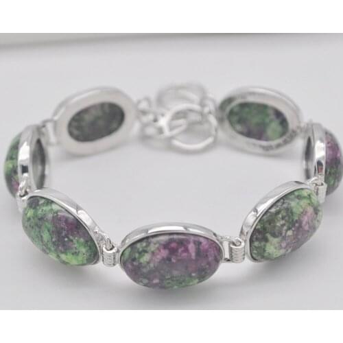 Red Green Zoisite Stone GEM Beads Bracelet Bangle 8 Inch Jewelry For Gift G060