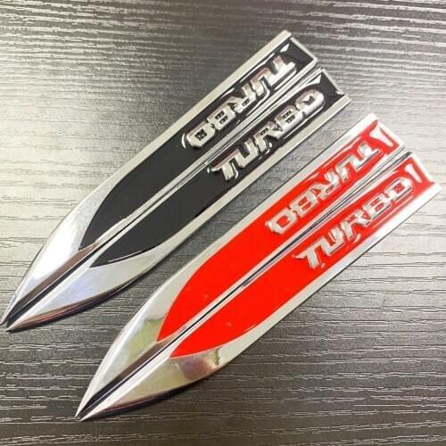 1Pair 3D Metal TURBO Emblem Badge Decal Fender Side Car Wing Styling For Ford Focus 2 3 ST RS Fiesta Mondeo Tuga Fusion