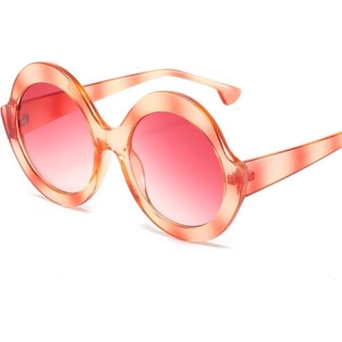 Fashion Oversized Round Colorful Sunglasses Women Vintage Trending Gradient Eyewear Men Blue Red Shades UV400 Sun Glasses