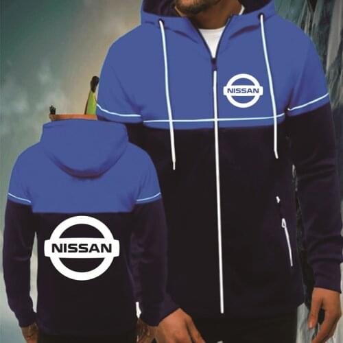 Casual Mens Zip Jacket NISSAN Car Logo Printing Spring Autumn Splicing Mens Jacket Cotton Splicing High Quality Mens clothes