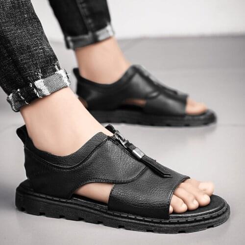 2021 New Summer Men Sandals Leisure Beach Men Casual Shoes High Quality Breathable Leather Mens Outdoor Sandals men Slippers