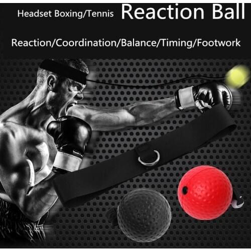 Hand Eye Coordination Training Balls Headset Badminton/Tennis/Boxing Reaction Ball Kick Boxing Good for Fighting Skill K015SPA
