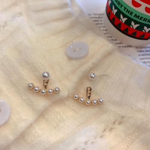 2021 New Korea Fashion Imitation Pearl Earring Geometric Earrings for Women Eardrop Ear Stud Temperament Jewelry Wholesale