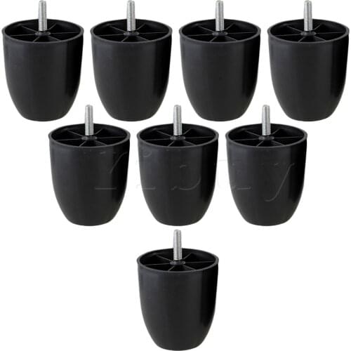 Plastic Round Cabinet Feet Furniture Legs Black 45x72.2x80mm Pack of 8