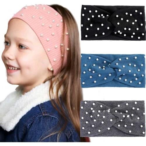 Haimeikang Stripe Pearl Turban Headband For Girls Fashion Hair Bands Hair Accessories 2021New Hairbands Cross Knitting Headwarp
