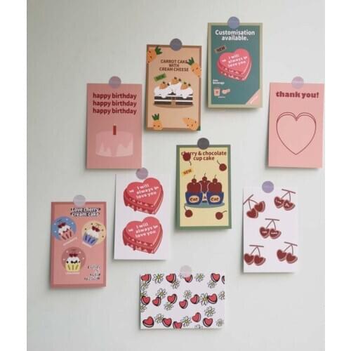 Korean Ins Love Cake Birthday Blessing Greeting Card 9 Sheets Creative Postcard Wall Sticker Background Diy Cute Decoration Card