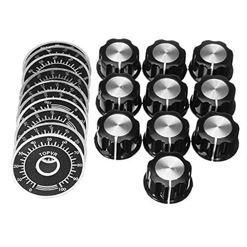 10 Sets Potentiometer Knob Kit MF-A03 Dial Knob + MF-A03 Bakelite Knob With Scale Plate Sheet Scale Digital Potentiometer Set