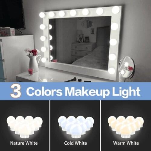 Makeup Mirror Light LED Hollywood Vanity Lights DC 5V Stepless Dimmable 2 6 10 14 Bulbs Kit for Dressing Table Christmas Gift