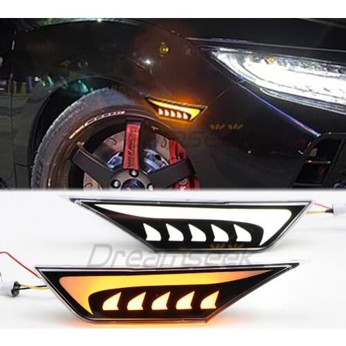 LED Side Fender Marker Light for Honda Civic / Type R 2017-2021 Dynamic Sequential Turn Signal Lamp Flame Type