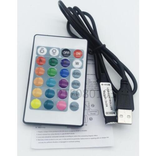 USB RGB remote Controller 5-24V IR 24key Wireless Led Dimmer 4Pin Female connector for 5V 5050 3528 RGB Led USB strip light