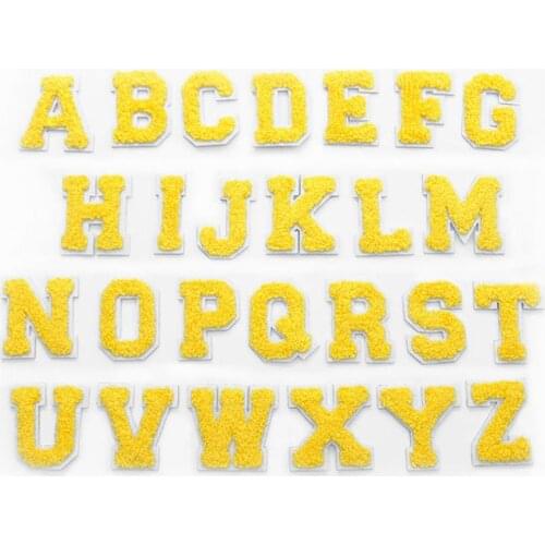 Embroidery Brand Patch Yellow Color Name Letter Sew on Transfer Iron on Sticker Baby Clothes Bag Decoration
