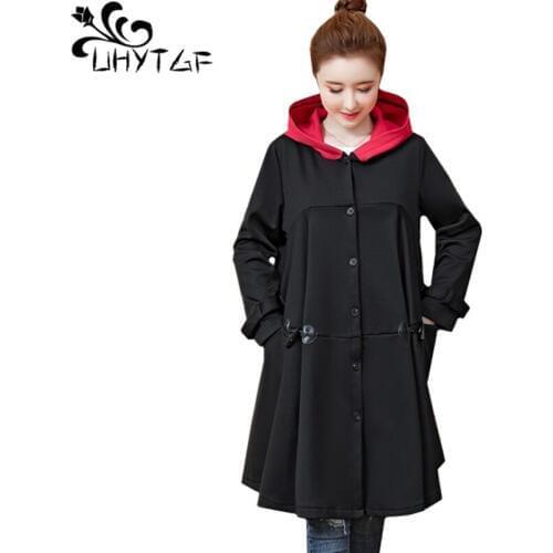 UHYTGF 5XL plus size jacket women hoodies plus velvet padded sweatshirt female loose casual warm autumn winter coat hoody 560