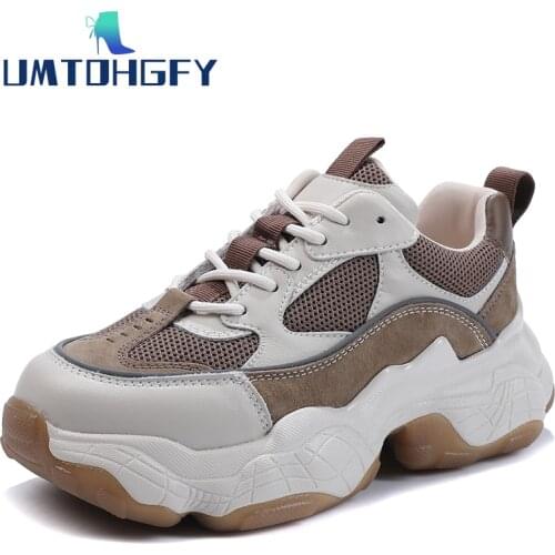 REVT Womens Chunky Sneakers Thick Bottom Platform Vulcanize Shoes Fashion Breathable Casual Running Shoes for Woman Female 2021