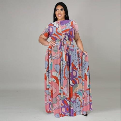 Plus Size Womens Sexy Outfits 5xl Fashion Casual Polka Dot Tie Tops Swing Skirt Two Piece Suit Summer Wholesale Dropshipping