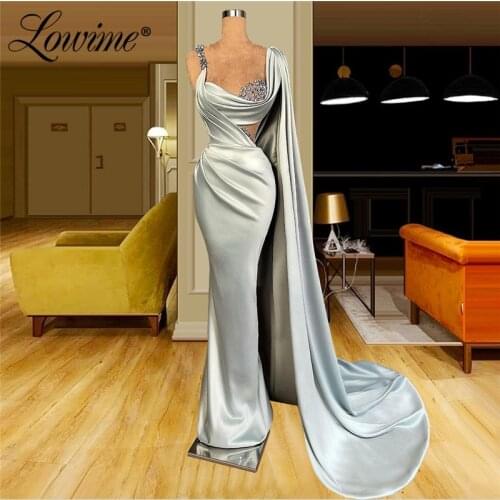 Lowime Cape Sleeve Women Party Dress 2021 New Arrival Crystals Long Evening Dresses Custom Made Mermaid Arabic Dubai Prom Gowns
