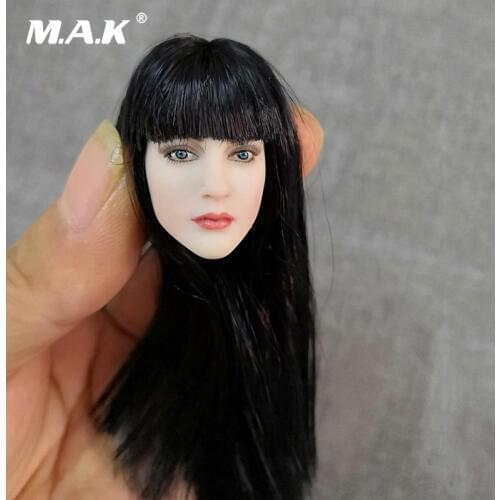1/6 Scale Beautiful European Girl Pale Head Sculpt Carving Black Hair Model for 12'' Female Figure Body