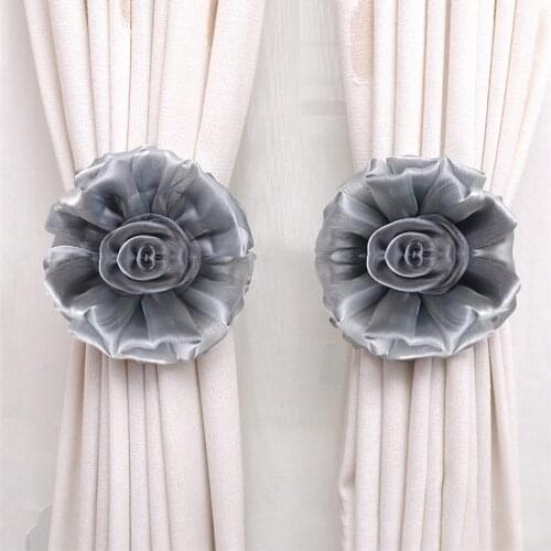 1 pair Flower Curtain Tieback Flower Shape Clip On Window Curtain Mosquito Net Holdback Drapes Valence Tie Backs Strap Holder