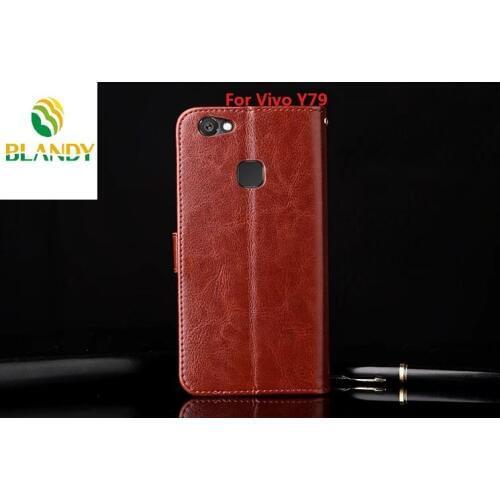 100pcs/lot For Vivo Y79 Book Style Crazy Horse Lines Leather TPU Wallet Case For BBK Vivo X9 For BBK Vivo V5 Y67 Y55A