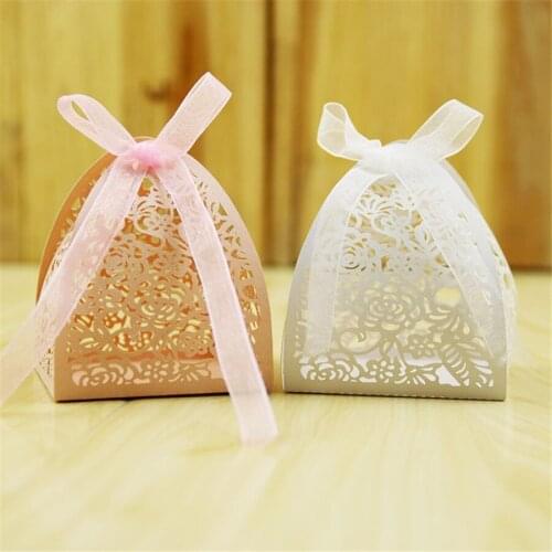 100pcs Rose Laser Hollow Wedding Candy Box 'personality hollow candy box' Birthday Chocolate Candy Boxes Elegant Gift 100pcs
