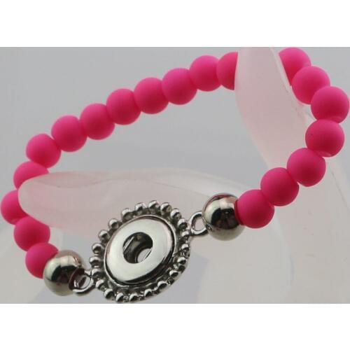 2PC 10Colors! 15cm Children 12mm metal Snap Metal Button Bracelets Jewelry 6mm Acrylic Rubber Beads Bracelets For Kids Girls