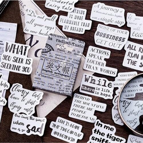 46pcs/box English Newspaper Paper Stickers Set Decorative Stationery Stickers Scrapbooking DIY Diary Album Stick Lable