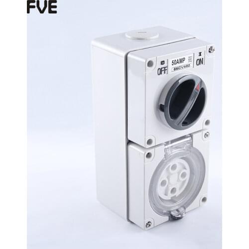 *50A three phase 4 round pin combination switch & socket 56CV450