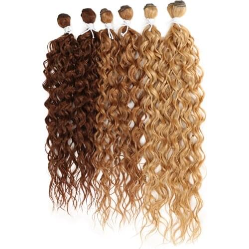 Bella Bundles Curly Hair Afro Kinky Curly Synthetic Hair 24-28inch 6 Pcs Heat ResistantHair Water Wave Blonde Hair Extension