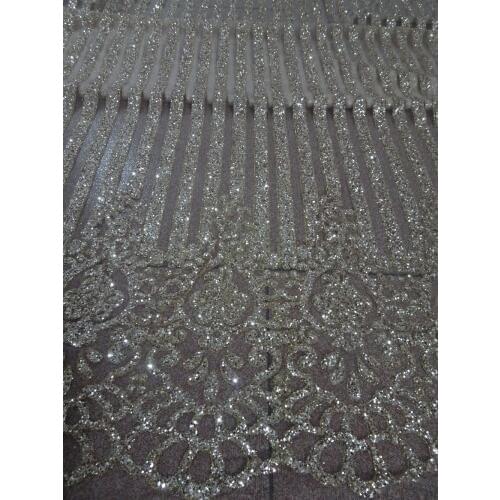 Nude best quality glitter sequin embroidery ZH-42090 nice french mesh tulle lace for show
