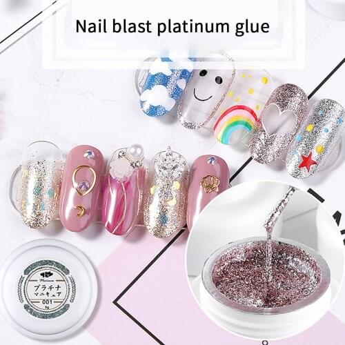 Nail Art Glitter Platinum Diamond Glue Gradient Design UV Phototherapy Nail Polish Gel Removable Bright Foil Gold Glue Non-toxic