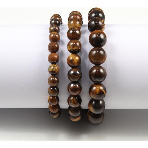 Natural Stone 6/8/10mm Beads Tiger Eye Bracelet Classic Men Women Buddha Black Lava Bracelets Minimalist Yoga Meditation Jewelry