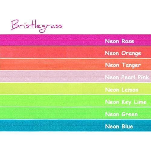 BRISTLEGRASS 100 Yard by Roll 5/8" 15mm Neon Shiny Fold Over Elastics FOE Spandex Satin Band Hair Tie Headband Lace Trims Sewing