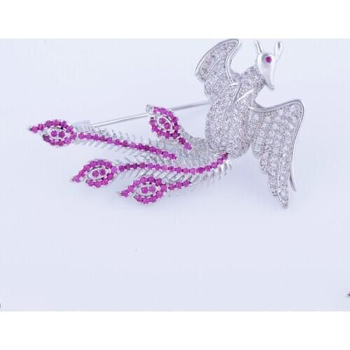 Party brooch simple fashion animal hi bird copper inlaid color zircon pectoral holiday gift jewelry