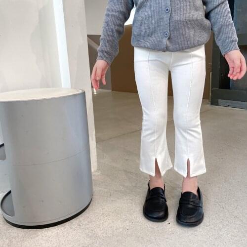 Girls' Split Flared Pants Autumn 2021 New Children Simple Solid Color Korean Elasticity Casual Pants Fall Clothes for Kids