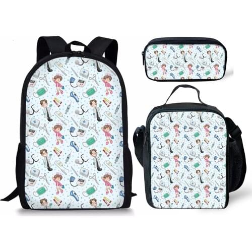 Children School Bags For Girls School Backpack Set Cute Nurse Pattern Kids Backpacks Mochila SchoolBag Kids Satchel Mochila