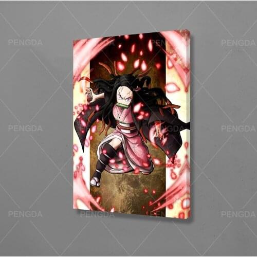 Home Decorative Canvas Angry Girl Anime Japan HD Prints Painting Modular Pictures Fight Pink Cool Wall Art Poster Artwork Framed
