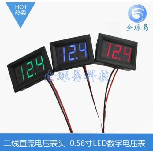 Two-Line DC Voltmeter Head 0.56-Inch LED Digital Voltmeter DC4.5V-30.0V Reverse Connection Protection LED Digital Voltmeter