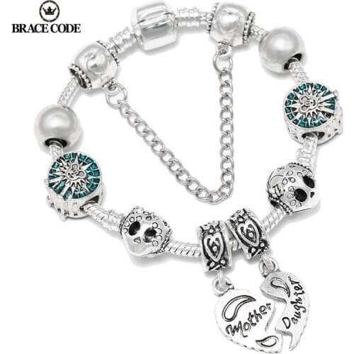 Enamel Heart To Heart Beads Charm Bracelets & Bangles Original Pulsera With Snake Chain Bracelets For Women Fashion Jewelry