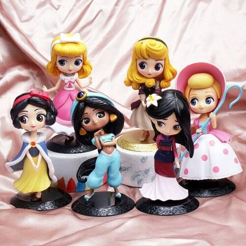 15cm Disney Princess Figure Aurora Snow White Mulan Jasmine Figurine PVC Action Figure Doll Collection Model Toys For Christmas