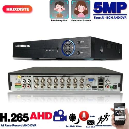 16CH CCTV AHD DVR Recorder 5MP 16 Channel Hybrid DVR Alarm Security System Face Detection Digital Video Surveillance Recorder HD