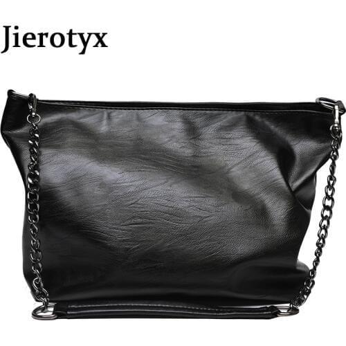JIEROTYX Classic Simple Vintage PU Leather Luxury Handbag Women Messenger Bag solid black Shoulder Bag Female Tote Wholesale