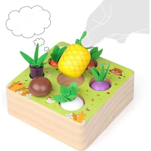 Colorful Wooden Toddlers Montessori Toy Carrot Harvest Baby Motor Skills Toy Shape Classification Game