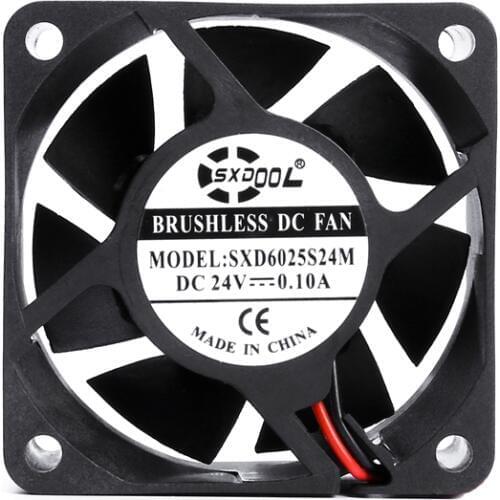 2pcs SXDOOL quiet silent fan 24v dc 60mm 60X60X25 mm sleeve Bearing 24V 0.10A pc cpu case cooling fan 6025 cooling cooler fan