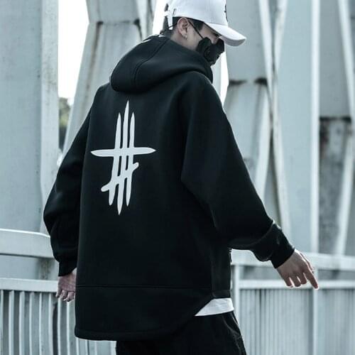Oblique Zipper Hip Hop Hooded Streetwear Men Cargo Jackets Coats Print Loose Black Casual Techwear Male Spring Autumn Outerwear