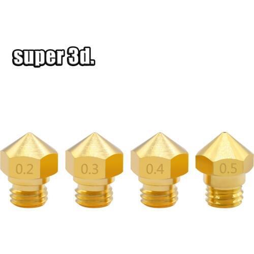 5pcs 3D print parts M7 Brass Nozzle thread MK10 0.2/0.3/0.4/0.5/0.6/0.8/1.0mm for 1.75mm Extruder printer Head accessories