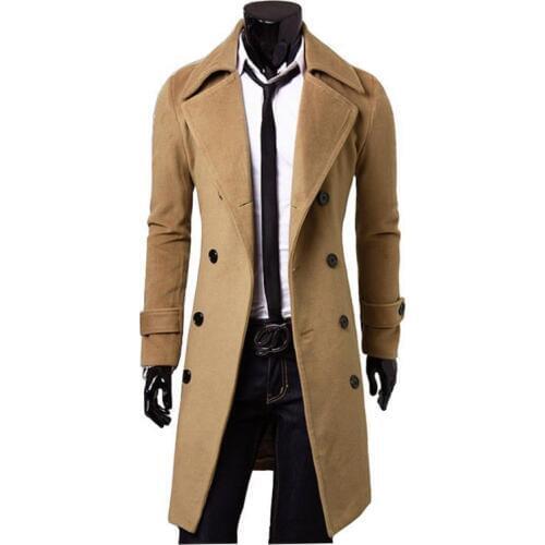 Hot Selling Mid-length Double-breasted Mens Woolen Coat Fashion Casual Slim Fit Mens Duffle Coat Direct Supply