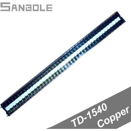 Copper TD-1540 DIN rail Terminal Block Guide Group Combine Connection Dual Row 40P 15A/600V Screws Strip Barrier