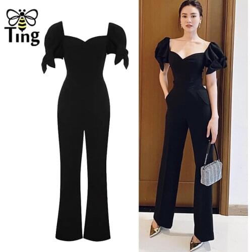Tingfly Runway Designer Celebrity Black Sweetheart Neckline Jumpuits Vogue Street Chic France Jumpsuit Overalls Aesthetic Tumblr