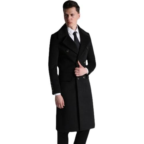 Fashion Cashmere Coat Over-the-Knee Mens New Style Large Lapel Business Large Size Woolen Jacket Mens Coats and Jackets